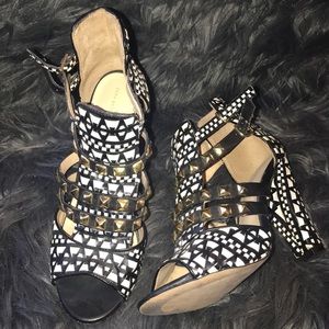 Zara Studded Peep Toe Heel Sandal